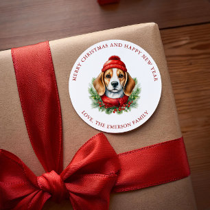 Weihnachtsgebäck für Wasserfarben Beagle Runder Aufkleber