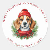 Weihnachtsgebäck für Wasserfarben Beagle Runder Aufkleber (Vorderseite)