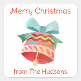 Weihnachtsgebäck für Wasserfarben Bell-Aufkleber Quadratischer Aufkleber