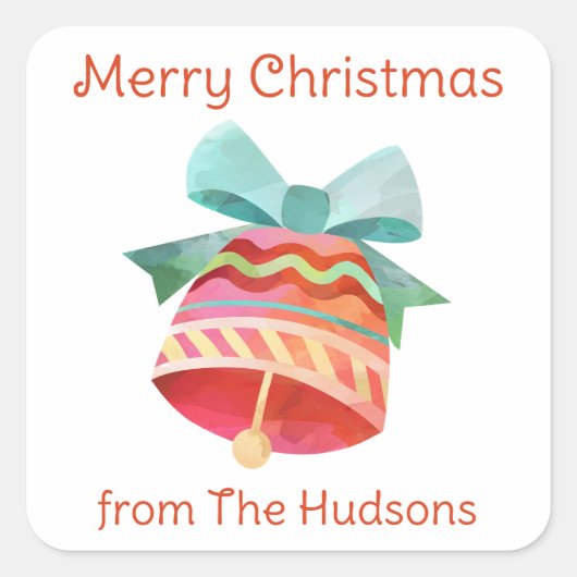 Weihnachtsgebäck für Wasserfarben Bell-Aufkleber Quadratischer Aufkleber (Vorderseite)