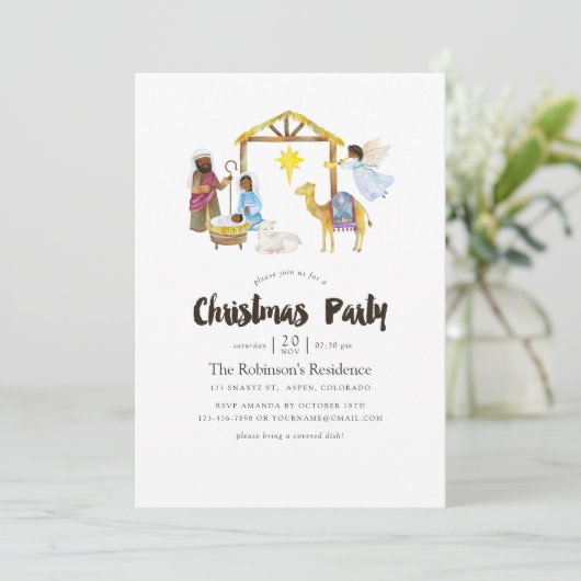 Weihnachtsgebäck für Wasserfarben - Weihnachtsgebä Einladung (Stehend Vorderseite)