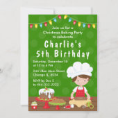 Weihnachtsgebäck Geburtstag Braun Haar Junge Einla Einladung (Vorderseite)