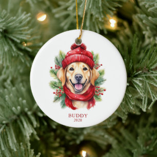 Weihnachtsgebäck Gelbes Labrador Foto Keramik Ornament