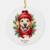 Weihnachtsgebäck Gelbes Labrador Foto Keramik Ornament (Vorne)