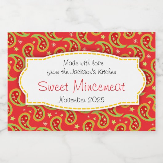 Weihnachtsgebäck gemustertes Miniaturetikett Lebensmitteletikett (Einzelnes Label)