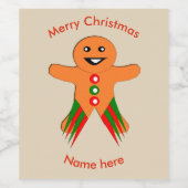 Weihnachtsgebäck Gingerbread Mann Flaschenetikette Weinetikett (Einzelnes Label)