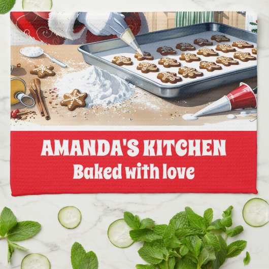 Weihnachtsgebäck Gingerbrot Cookies Gewohnte Weihn Geschirrtuch (Gefaltet)