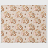 Weihnachtsgebäck Haus Pink Cookies Brown Geschenkpapier (Flach)