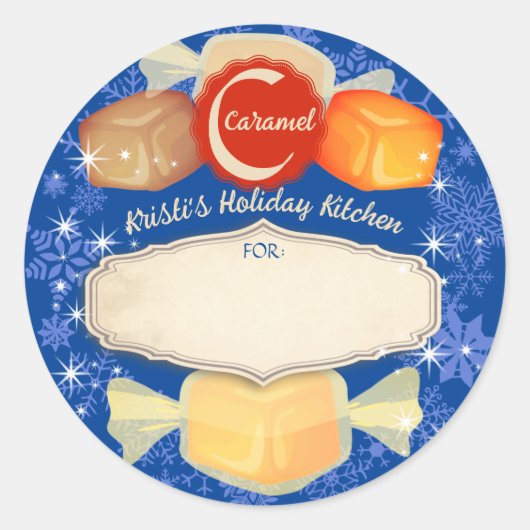 Weihnachtsgebäck hausgemachte Karamellen Weihnacht Runder Aufkleber (Vorderseite)