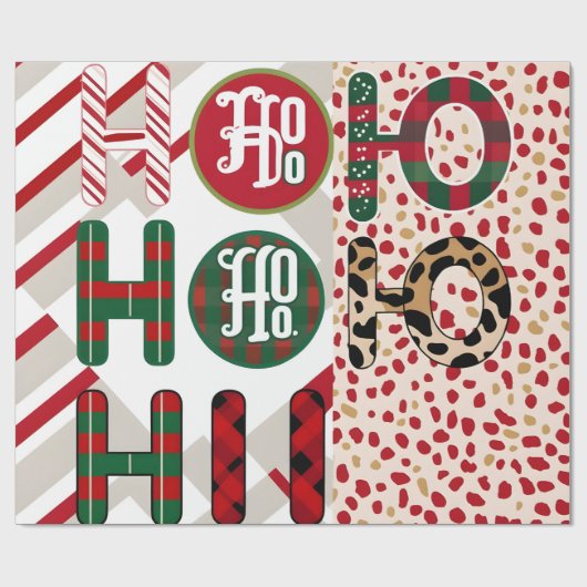 Weihnachtsgebäck "HO HO HO" mit festlichem Weihnac Geschenkpapier (Flach)
