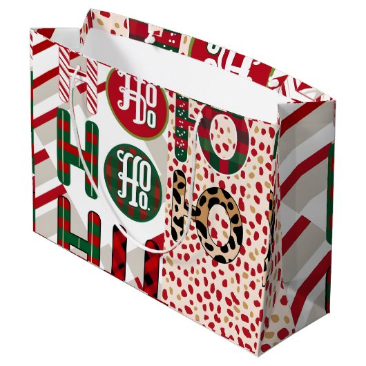Weihnachtsgebäck "HO HO HO" mit festlichem Weihnac Große Geschenktüte (Rückseite Schrägansicht)