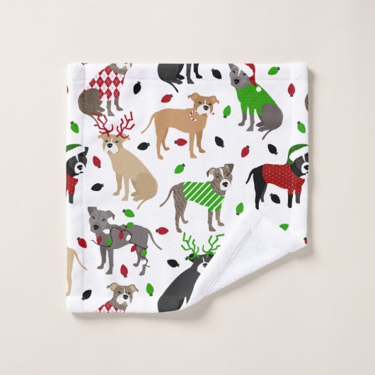 Weihnachtsgebäck Hunde Badetuch Set (Waschlappen)