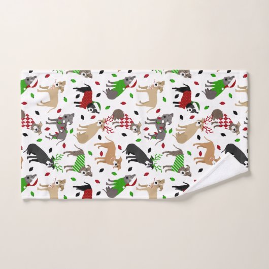 Weihnachtsgebäck Hunde Badetuch Set (Handtuch)