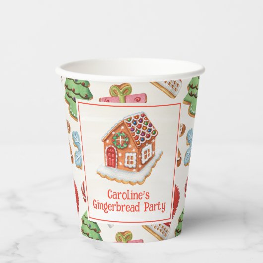 Weihnachtsgebäck im Wasserfarben Häusliche Cookies Pappbecher (Vorderseite)