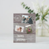 Weihnachtsgebäck Imitate Dunkles Holz Foto Monogra Postkarte (Stehend Vorderseite)