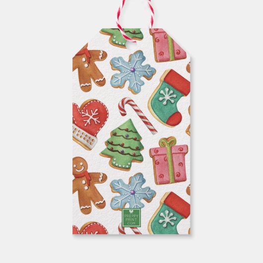 Weihnachtsgebäck in Aquarellfarben Man Cookies Geschenkanhänger (Rückseite)