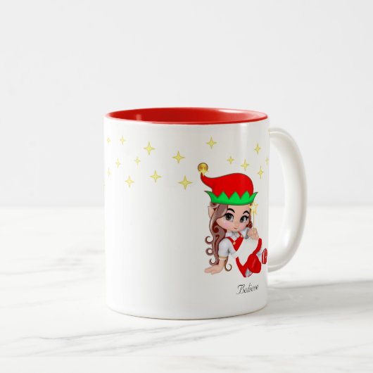 Weihnachtsgebäck in Rot & Sterne Zweifarbige Tasse (VorderseiteRechts)