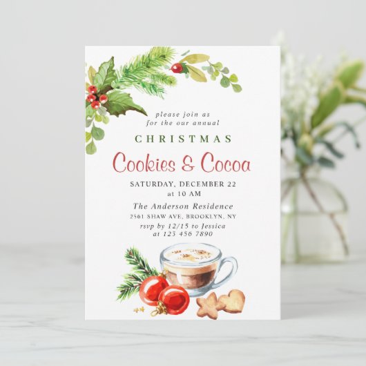 Weihnachtsgebäck & Kakao-Party Einladung (Stehend Vorderseite)