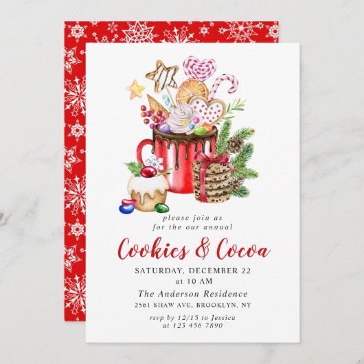 Weihnachtsgebäck & Kakao-Party Einladung (Vorne/Hinten)