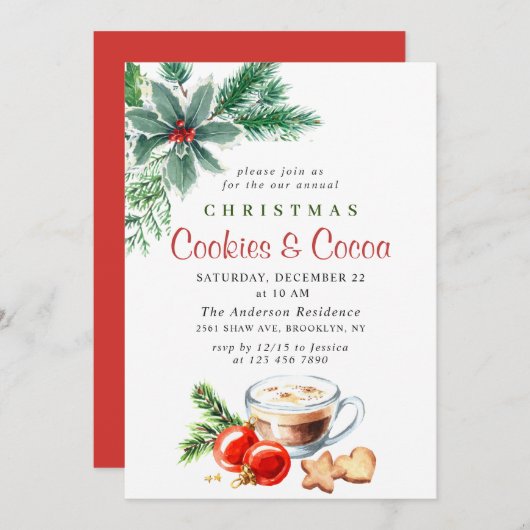 Weihnachtsgebäck & Kakao-Party Einladung (Vorne/Hinten)