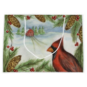 Weihnachtsgebäck Kardinal Winter Bird Holiday Große Geschenktüte (Vorderseite)