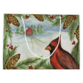 Weihnachtsgebäck Kardinal Winter Bird Holiday Große Geschenktüte (Rückseite)