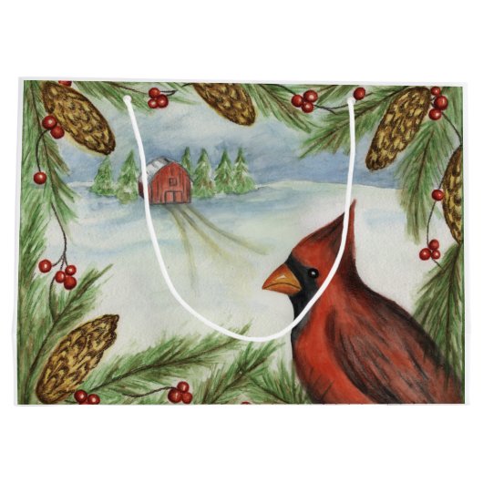 Weihnachtsgebäck Kardinal Winter Bird Holiday Große Geschenktüte (Rückseite)