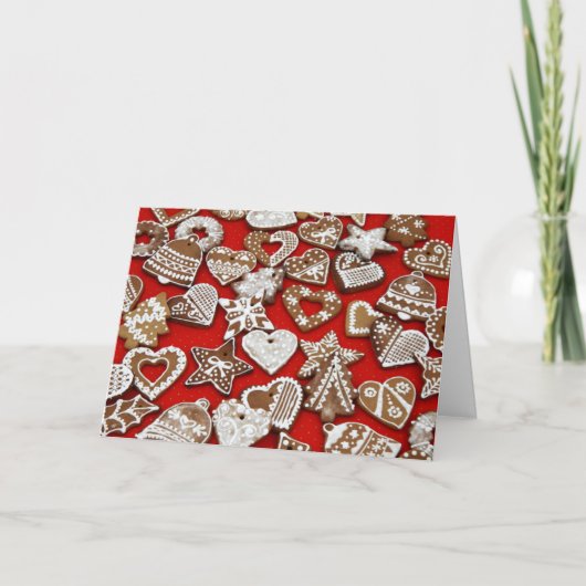 Weihnachtsgebäck Kekse Rot Feiertagskarte (Vorderseite)
