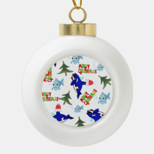 Weihnachtsgebäck, Keramik, Walfisch Keramik Kugel-Ornament