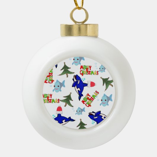 Weihnachtsgebäck, Keramik, Walfisch Keramik Kugel-Ornament (Vorderseite)