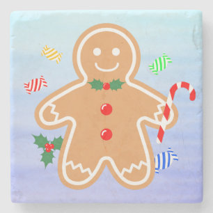 Weihnachtsgebäck Leckerei Gingerbread Man Candy Ca Steinuntersetzer