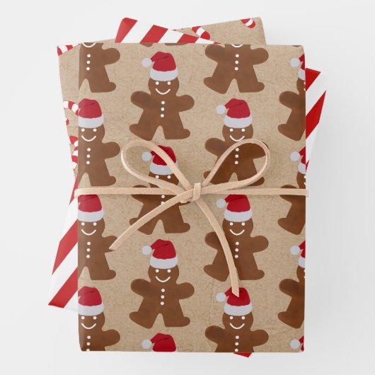 Weihnachtsgebäck Man Cookies & Candy Stripes Geschenkpapier Set (Beispiel)