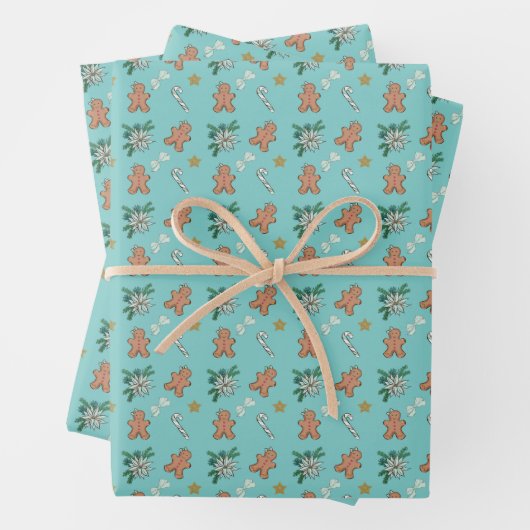 Weihnachtsgebäck Mann, Bows und Bonbons Geschenkpapier Set (Beispiel)