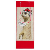 Weihnachtsgebäck Meerkat RED Wine Bag Geschenktüte Für Weinflaschen (Vorderseite)