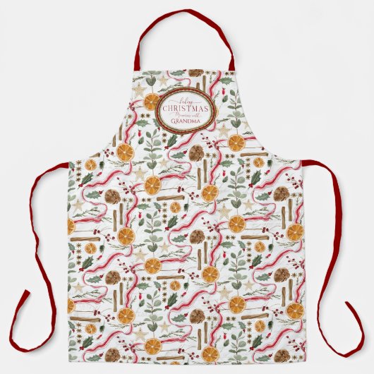 Weihnachtsgebäck mit Oma Watercolor Schürze (Vorderseite)