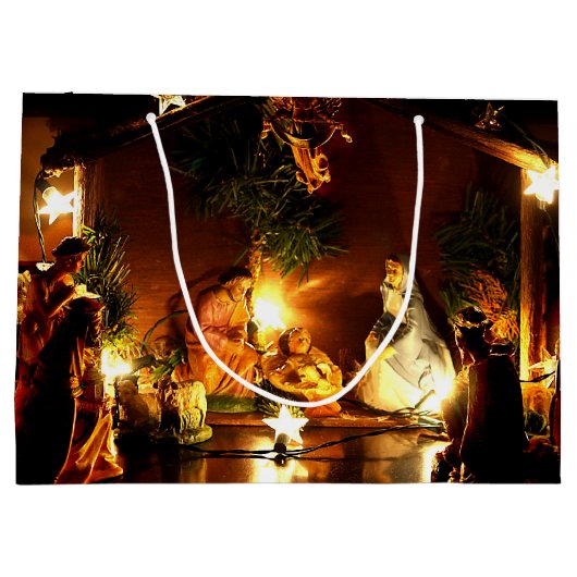 Weihnachtsgebäck mit Weihnachtskrippen Große Geschenktüte (Rückseite)