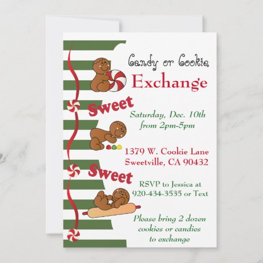 Weihnachtsgebäck oder Süßwarenaustausch Einladung (Vorderseite)