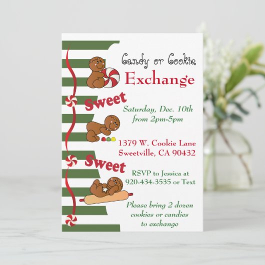 Weihnachtsgebäck oder Süßwarenaustausch Einladung (Stehend Vorderseite)