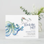 Weihnachtsgebäck Party Aquarell Blauer Oktopus Einladung (Stehend Vorderseite)
