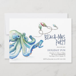 Weihnachtsgebäck Party Aquarell Blauer Oktopus Einladung