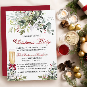 Weihnachtsgebäck Party Aquarell Grüne Berries Glas Einladung