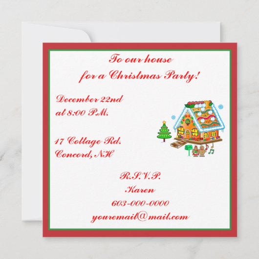 Weihnachtsgebäck Party Einladung (Rückseite)