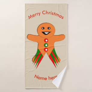 Weihnachtsgebäck Party Gingerbrett Mann Custom Han Badhandtuch Set