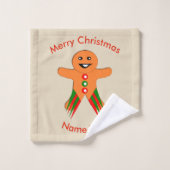 Weihnachtsgebäck Party Gingerbrett Mann Custom Han Badhandtuch Set (Waschlappen)