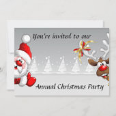 Weihnachtsgebäck Party mit Cartoon Santa Rentiere Einladung (Vorderseite)