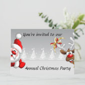 Weihnachtsgebäck Party mit Cartoon Santa Rentiere  Einladung (Stehend Vorderseite)