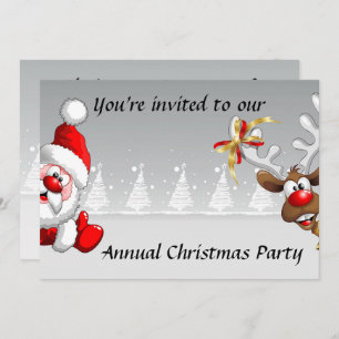 Weihnachtsgebäck Party mit Cartoon Santa Rentiere Einladung
