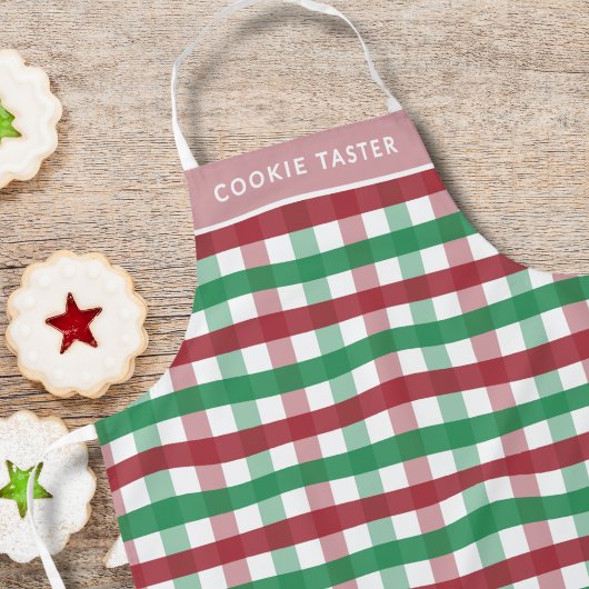 Weihnachtsgebäck Personalisierter Name Kariert Rot Schürze