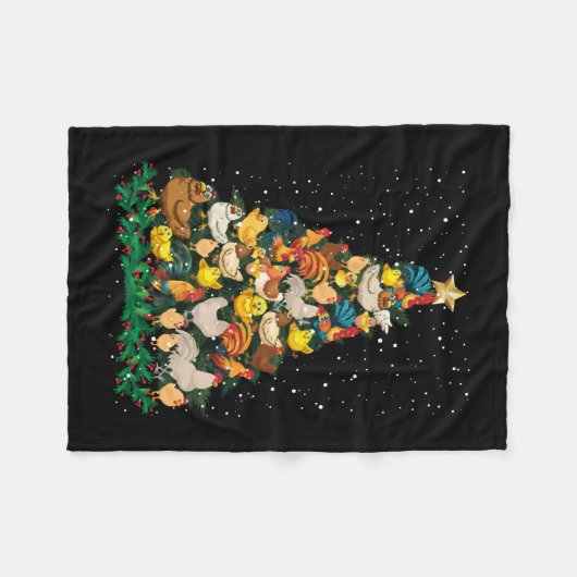 Weihnachtsgebäck Pine Tree Funny Chicken Bauer Fleecedecke (Vorderseite (Horizontal))