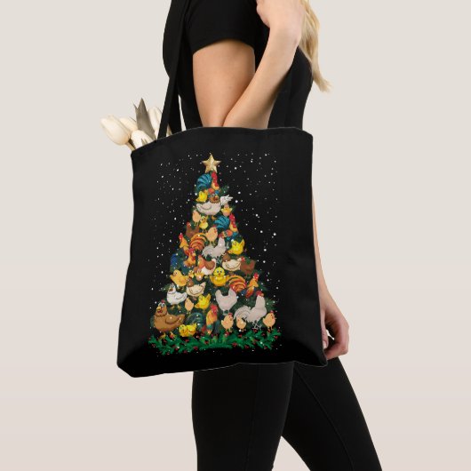 Weihnachtsgebäck Pine Tree Funny Chicken Bauer Tasche (Von Nahem)